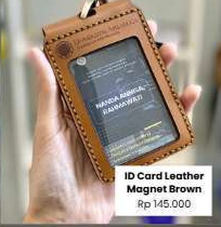 ID Card Leather Magnet Brown